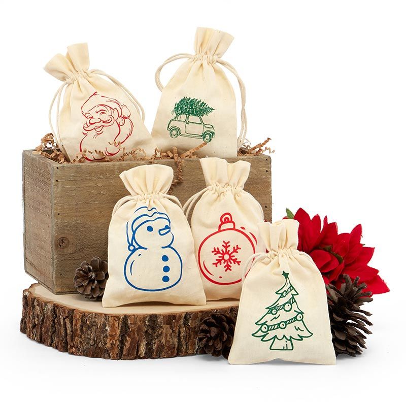12ea - 4 x 6 Christmas Tree Muslin Bags by Paper Mart