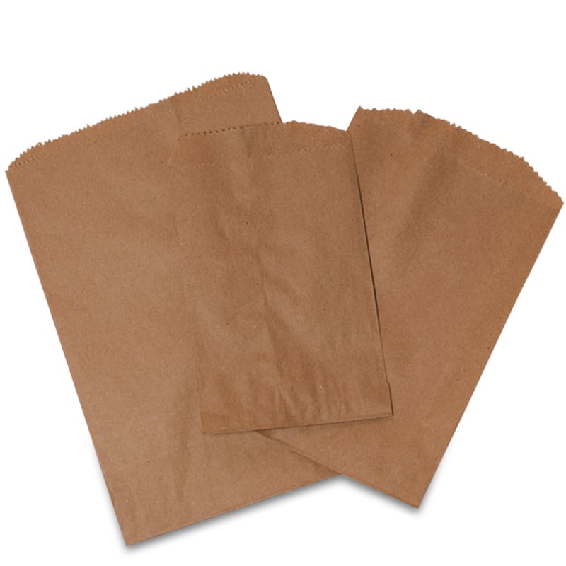 Flexicore Packaging Flat Brown Kraft Paper Bags Size: 12 Inch Wide X 15  Inch High | Count: 100 Bags | Color: Brown