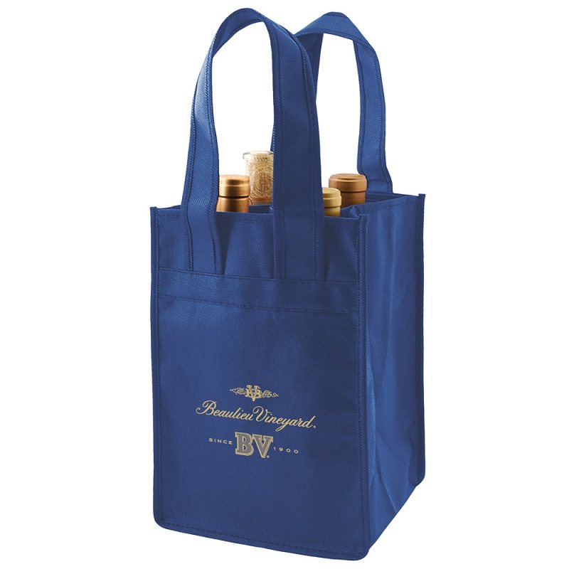 Reusable Gift Bag Cosmos ® 4 Pack Non-Woven 2-Bottle Wine Tote Bag Holder Black 