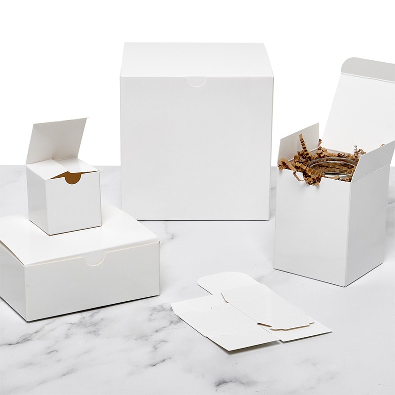 100ea - 3 x 3 x 6 White High Gloss Gift Box Width 3 by Paper Mart