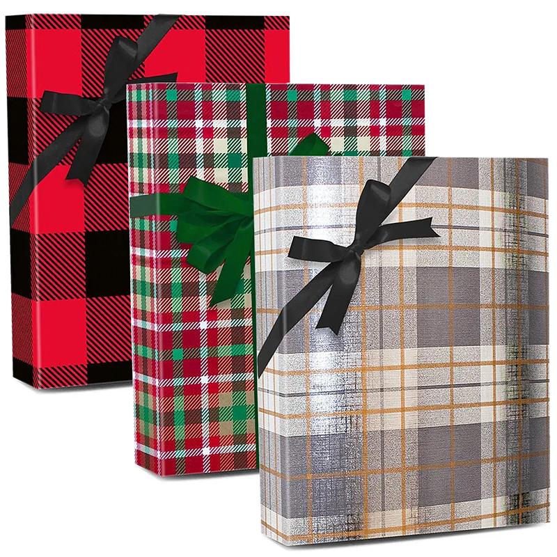 24 x 100' #x7036 Festive Flannel/Kraft - Gift Wrap by Paper Mart