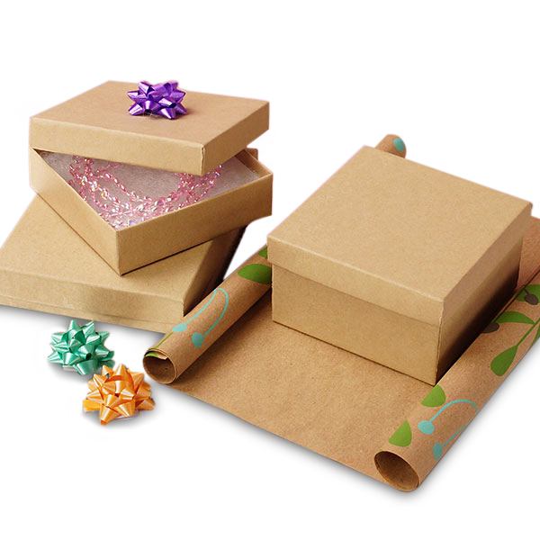 24 Pcs Kraft Brown Cardboard Box Jewellery Necklace Pendant Earring Gift Boxes 