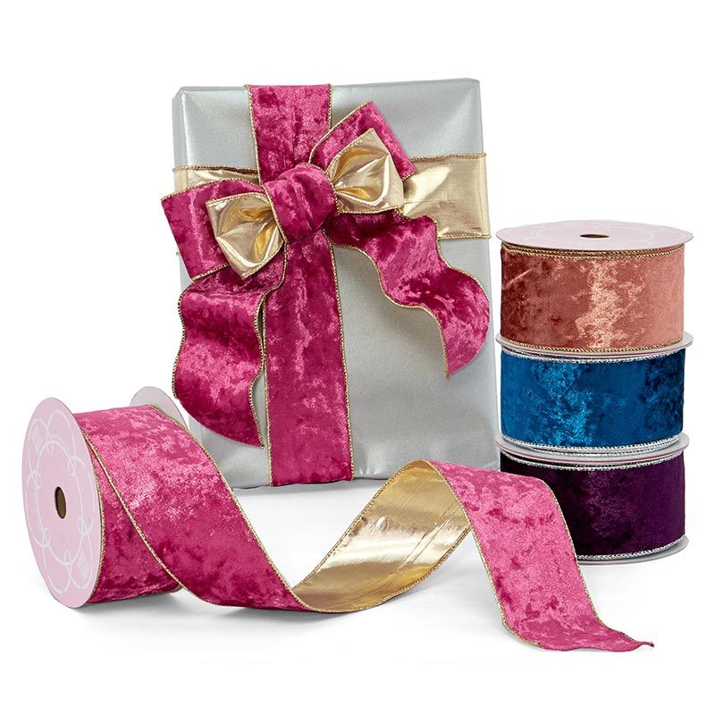 Soft Velvet With Metallic Back Wired Ribbon Soft Velvet With Metallic Back Wired Ribbon