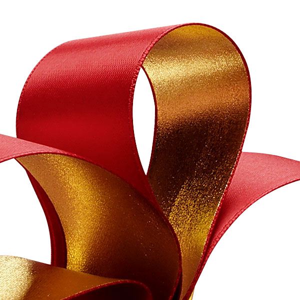 Just for You Gold Red Ribbon, Gold Ribbon for Gift Wrapping, Wedding  Holiday Party Decoration, 1 Inch Easter Chiffon Ribbon, 22+25 Yards