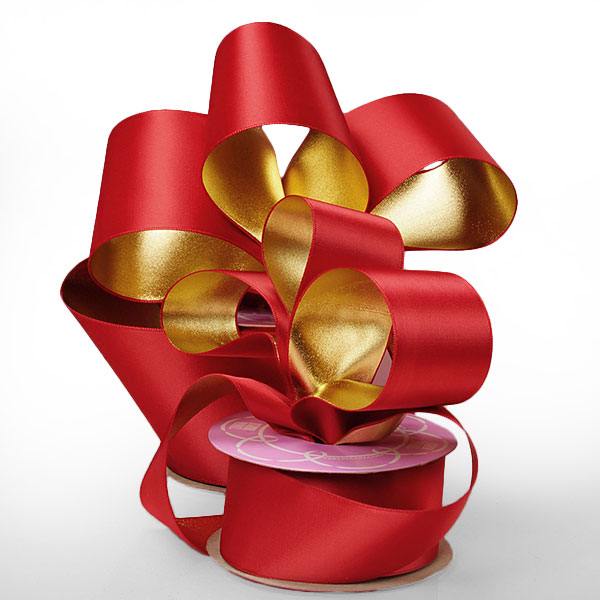 Christmas Velvet Mesh Center Wired Ribbon, 2-1/2-Inch - Dark Red/Gold 