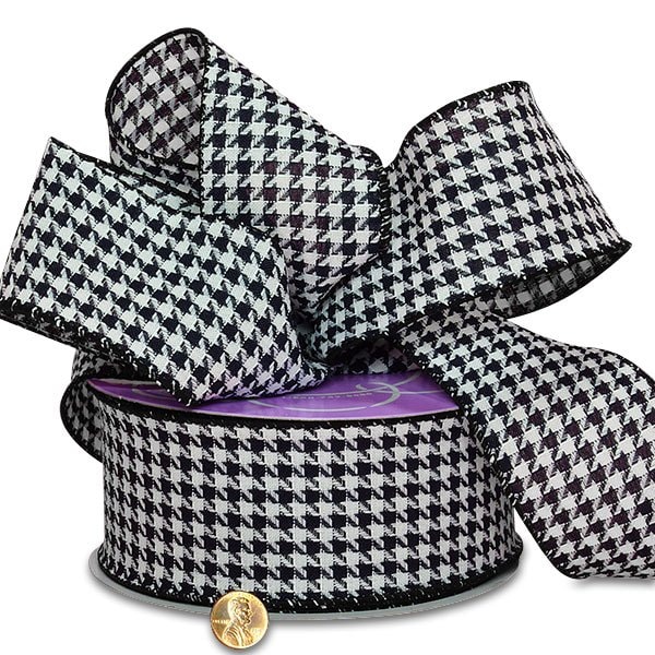 Houndstooth Grosgrain Wired Ribbon