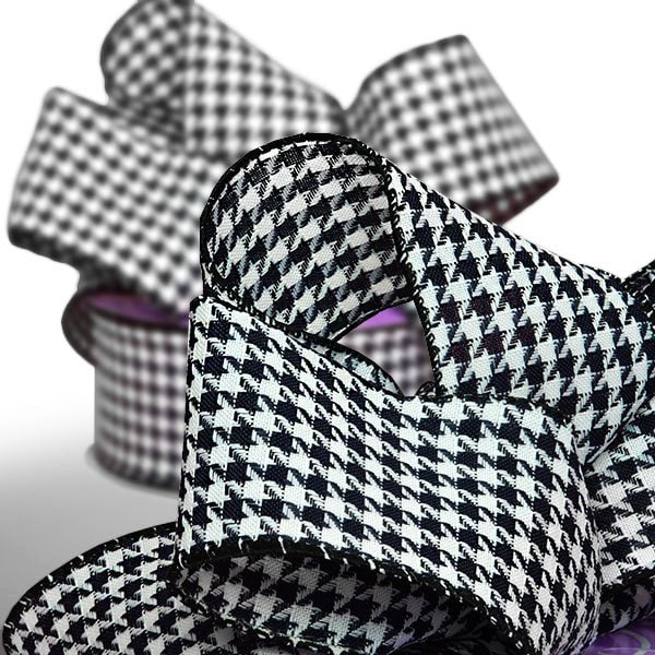 Houndstooth Grosgrain Wired Ribbon