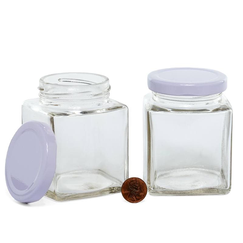 80ml Square Glass Jars With Lids (2.7 oz)