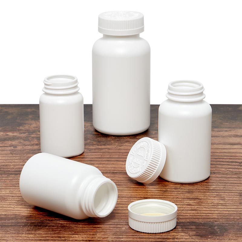 White Vitamin Bottles with Child Resistant Cap, 16 dram (59mL