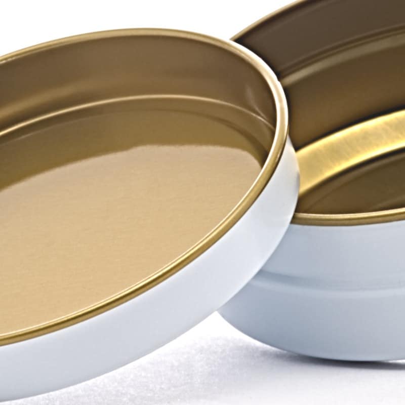 24ea - 2 oz Gold Window Deep Round Tin Can-Pkg by Paper Mart