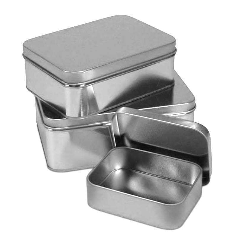 16 OZ. Silver Metal Tin Box with Lid (2-pack)