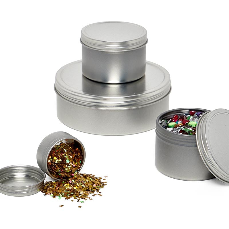 Metal Containers, Round Metal Tins With Clear View Tops