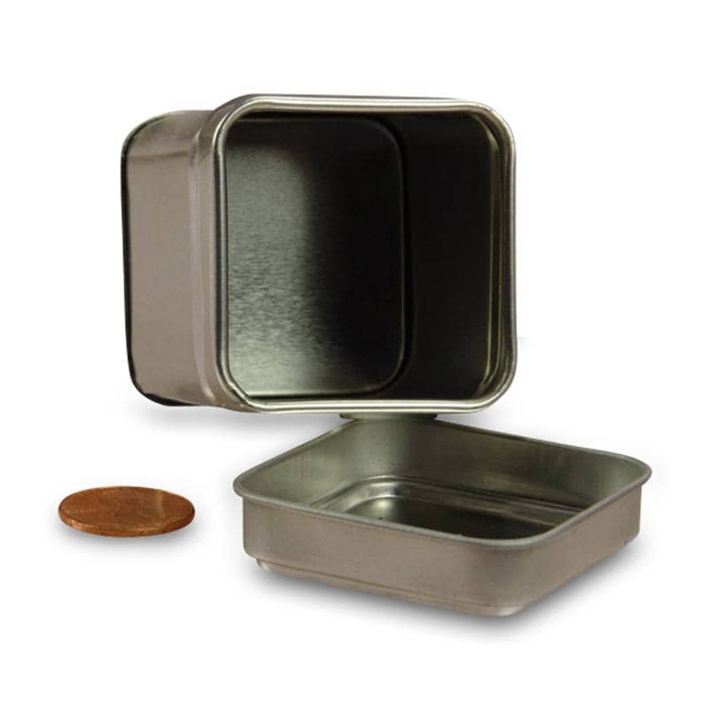Large Square Window Hinged Steel Tin Can | Quantity: 24 | Width: 4 3/4 inch by Paper Mart