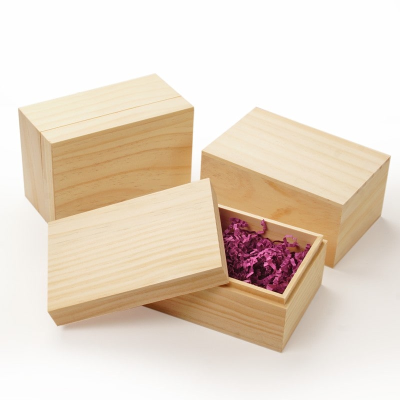Rectangular Cap Top Wood Boxes, Wooden Rectangular Box With Lid