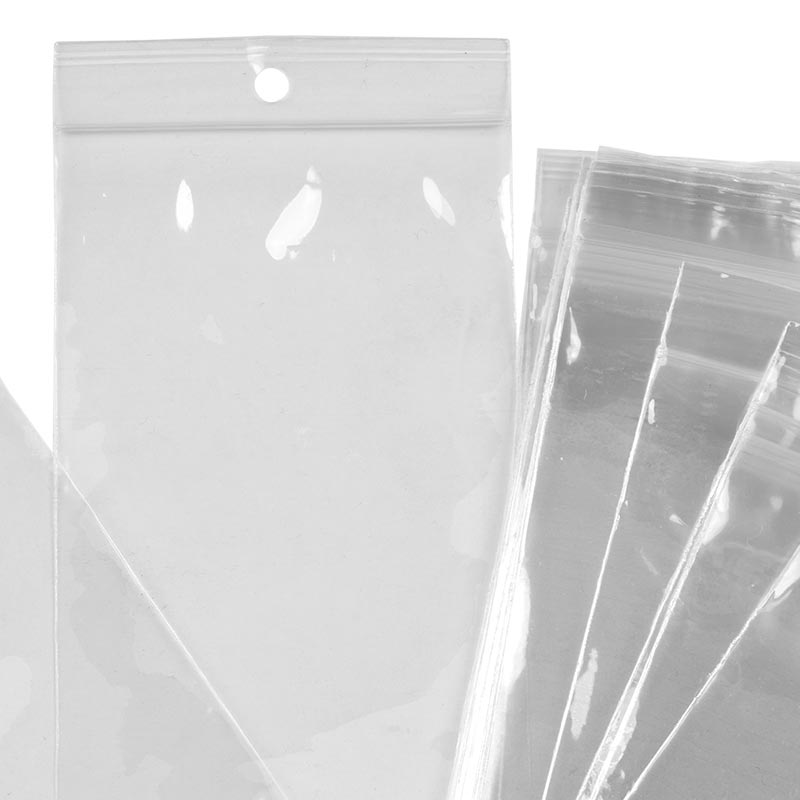 100 6x6 LK Reclosable Polypropylene Cello Ziplock Candy Bags Hang Hole