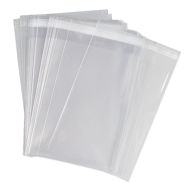 100 Super Clear 5" x 7" Resealable Cellophane Lip and Tape Bags 1.2mil