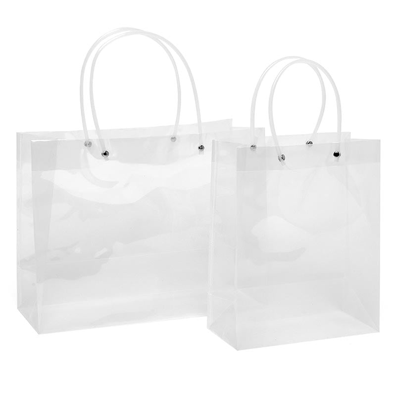 Translucent Plastic Shopping Bags with Logo Print Custom Loop Handle Bags