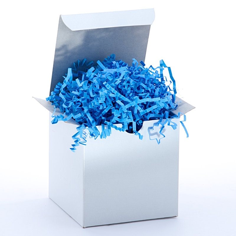Crinkle Paper Shred for Packaging Gift Box / Basket Filler Color Blue 8 oz.  Bag