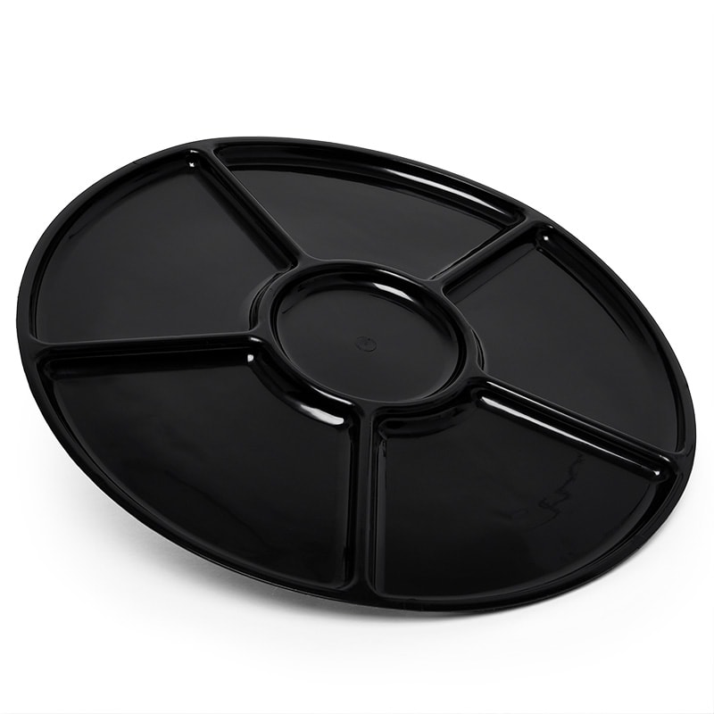 Compartmented Deli Trays (Lids Sold Separately), 16 Black 6 Compartment, Case 2 - Quantity: 25 by Paper Mart