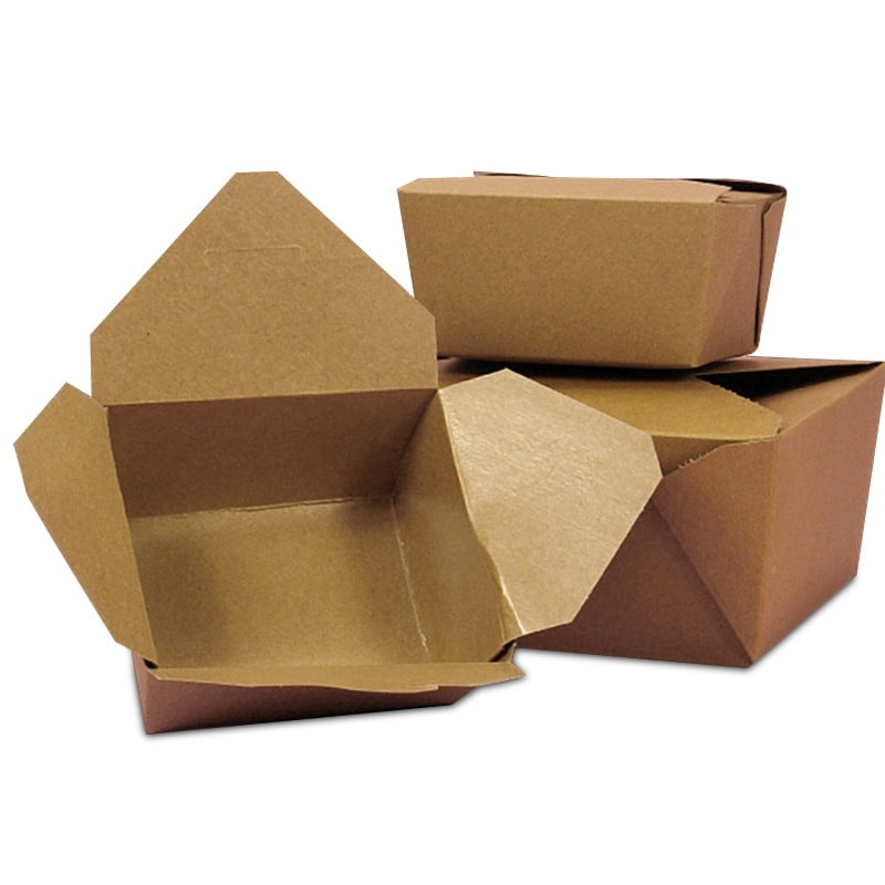 8 1/2 x 6 1/4 x 3 1/2-50 count box Restaurantware Bio Box 98 oz Rectangle Kraft Paper #4 Take Out Container 