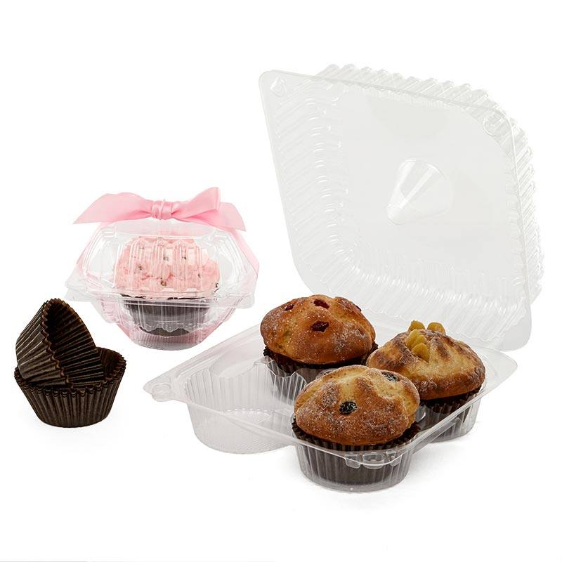 10 CNTRS 12 COMPARTMENT STANDARD CUPCAKE/MUFFIN CONTAINER DEEP CLR PLASTIC 