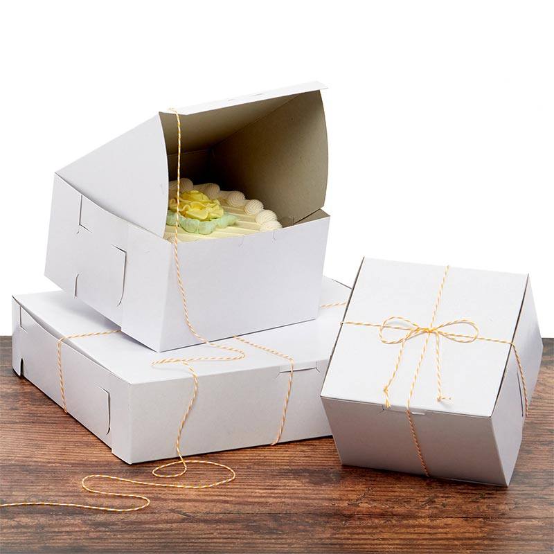 Moretoes 24pcs 10x10x5 Inches White Bakery Boxes with Window Cake Box for Pastr 