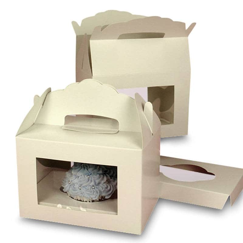 White Window Gable Cupcake Boxes 4 inch x 6 inch x 4 inch | Quantity: 200 by Paper Mart