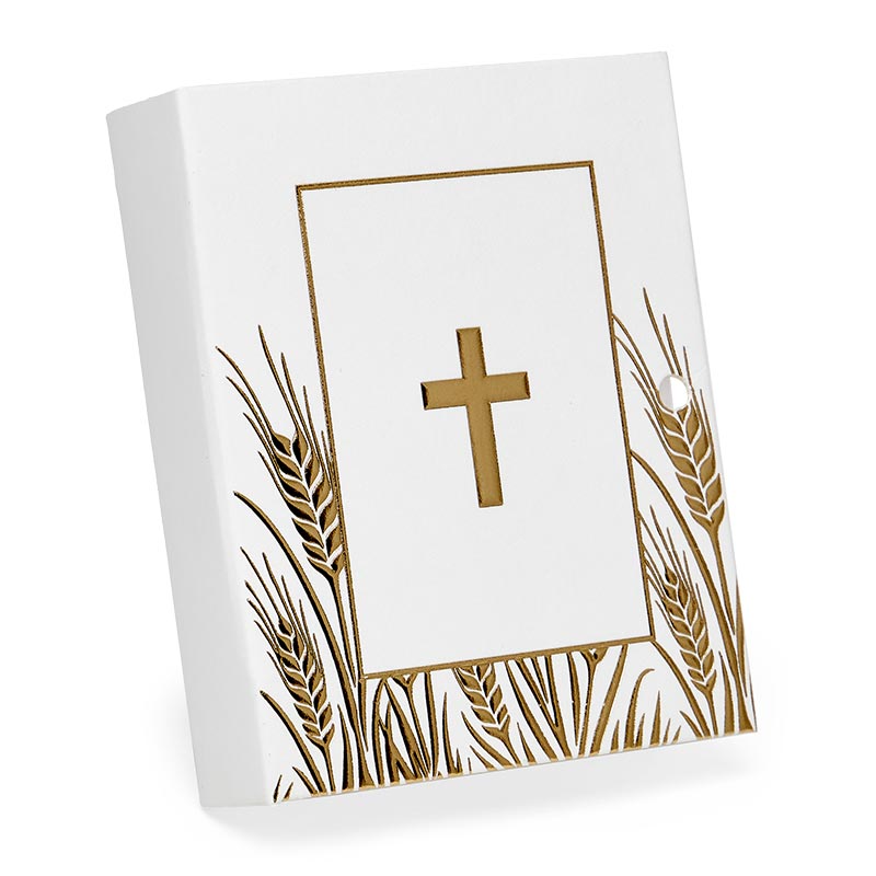 20ea - 3 x 2-1/2 x 1 White/Gold Holy Cross Bible Box-Pkg by Paper Mart, Size: 3'' x 2 1/2'' | Quantity of: 20