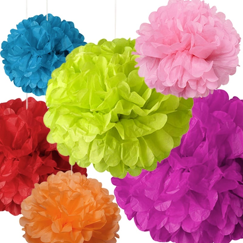 20 Coral Tissue Pom Pom - Quantity: 5 - Wedding Packaging by Paper Mart