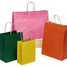 FLAT STRIPE Handle Coloured Paper Bags For Parties & Christmas Bags