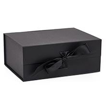 Blk Collapsible Gift Box W/Ribbon - 8-1/2 X 6-1/2 X 3-1/2 - Quantity: 5 - Colored Gift Boxes by Paper Mart
