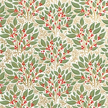 Holly Tapestry White Gift Wrap - 24 X 833' - Gift Wrapping Paper by Paper Mart
