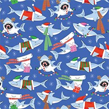 Merry Sharks Gift Wrap - 24 X 833' - Gift Wrapping Paper by Paper Mart