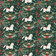 Rocking Horse Noel Gift Wrap - 24 X 833' - Gift Wrapping Paper by Paper Mart