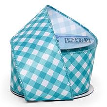 Bright Gingham Wired Ribbon, Sky Blue, Roll 1 - 2-1/2 X 10 Yards, - Embellishments & Trims by Paper Mart