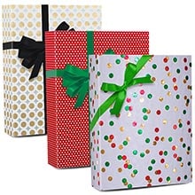 Joy Reversible Gold and Black Polka Dot Gift Gift Wrapping Paper