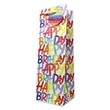 Rainbow Birthday Wine Euro Tote - 4-1/2 X 4-1/2 X 14 - Gusset - 4 1/2'' - Quantity: 60 by Paper Mart