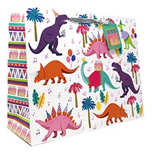 Dino Party Large Euro Tote - 10 X 5 X 12-1/2 - Gusset - 5'' - Quantity: 60 by Paper Mart