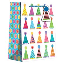 Party Hats Medium Euro Tote - 10 X 4 X 8 - Gusset - 4'' - Quantity: 60 by Paper Mart