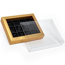 Display Clear and Gold Candy Boxes Plastic - Quantity: 48 - Candy Packaging - Useableinside Size: 4 1/16 X 5 3/8 by Paper Mart