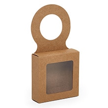 Wine Bottle Box W/ Hang Tab, Natural, Case 200 - 3-5/8 X 1-1/8 X 3-5/8 - Cardboard by Paper Mart