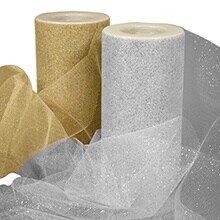 Offray Sparkle Tulle Craft Ribbon, 6-Inch by 25-Yard Spool, Gold