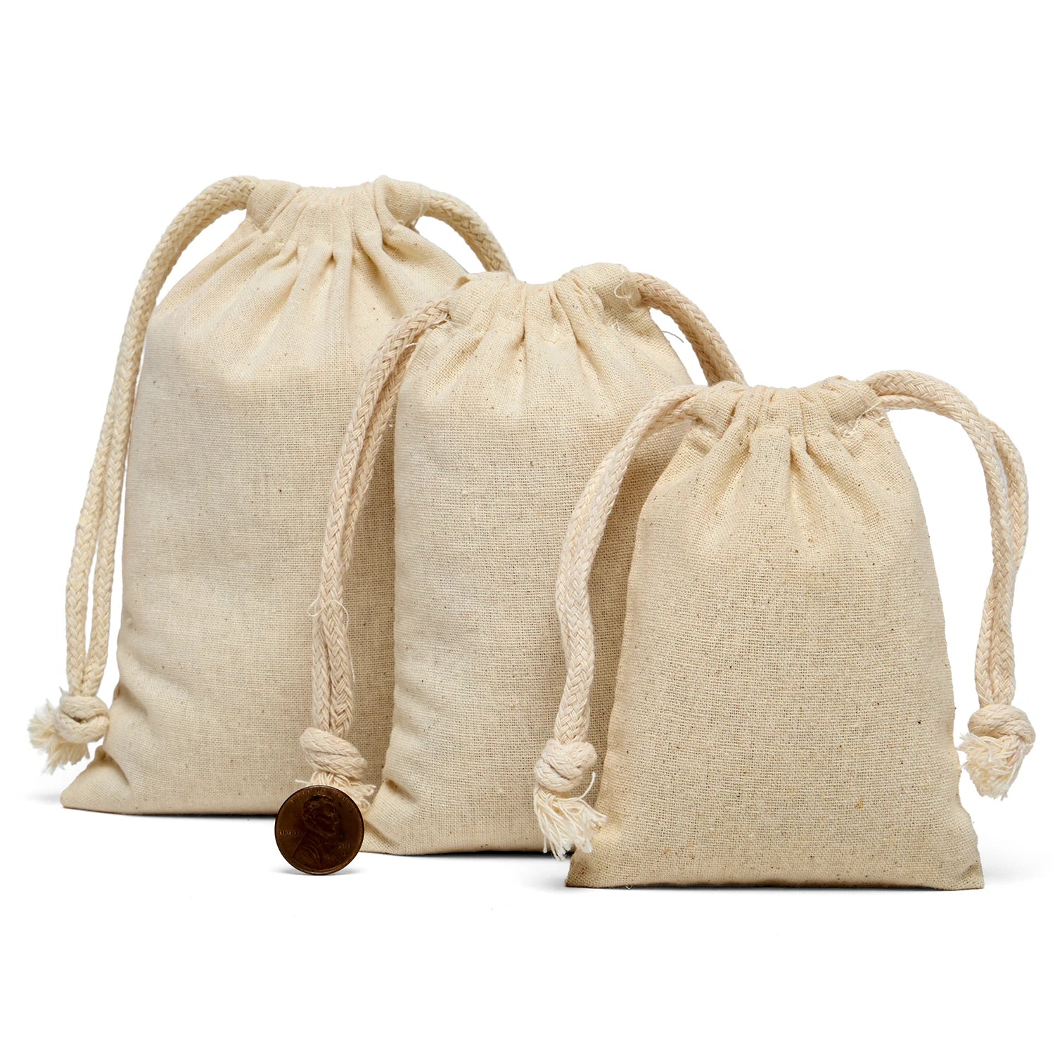 Plain Cotton Muslin Pouch (24/Pack)