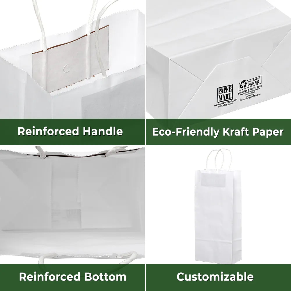 White Twisted Handle Paper Wine Bags (250/Pack)