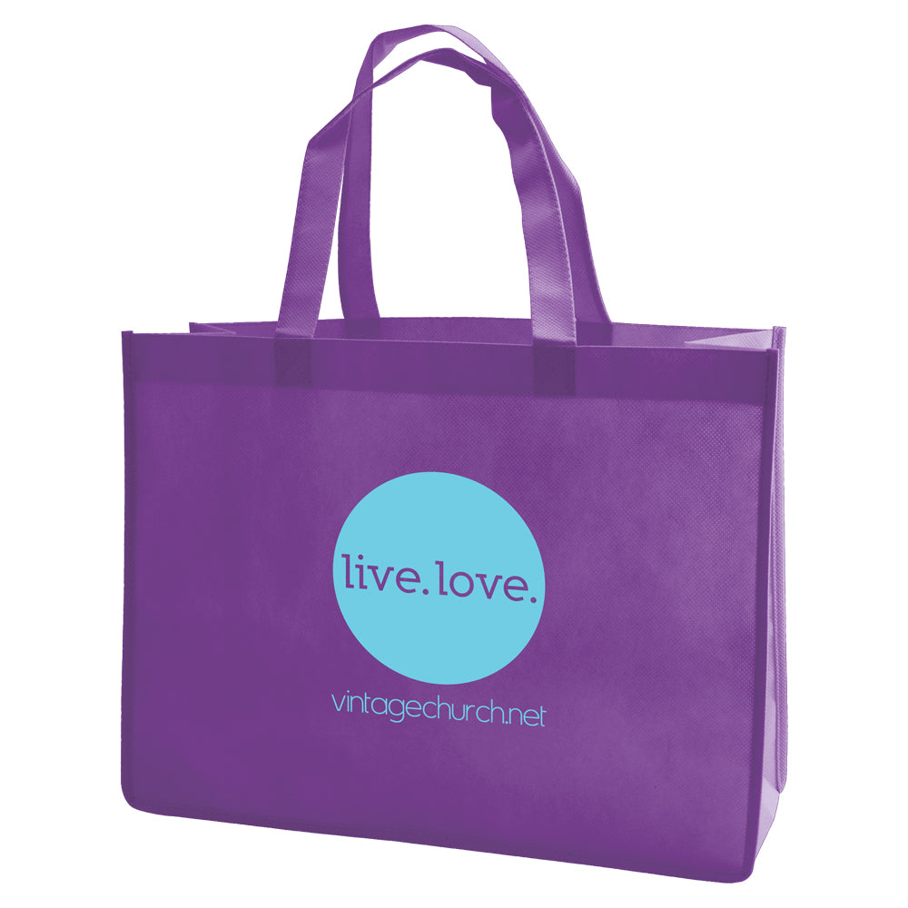 Custom 18" Handle Regular Fabric Tote 1C/1S-Ss (1 Color/1 stamp-Silk screen)