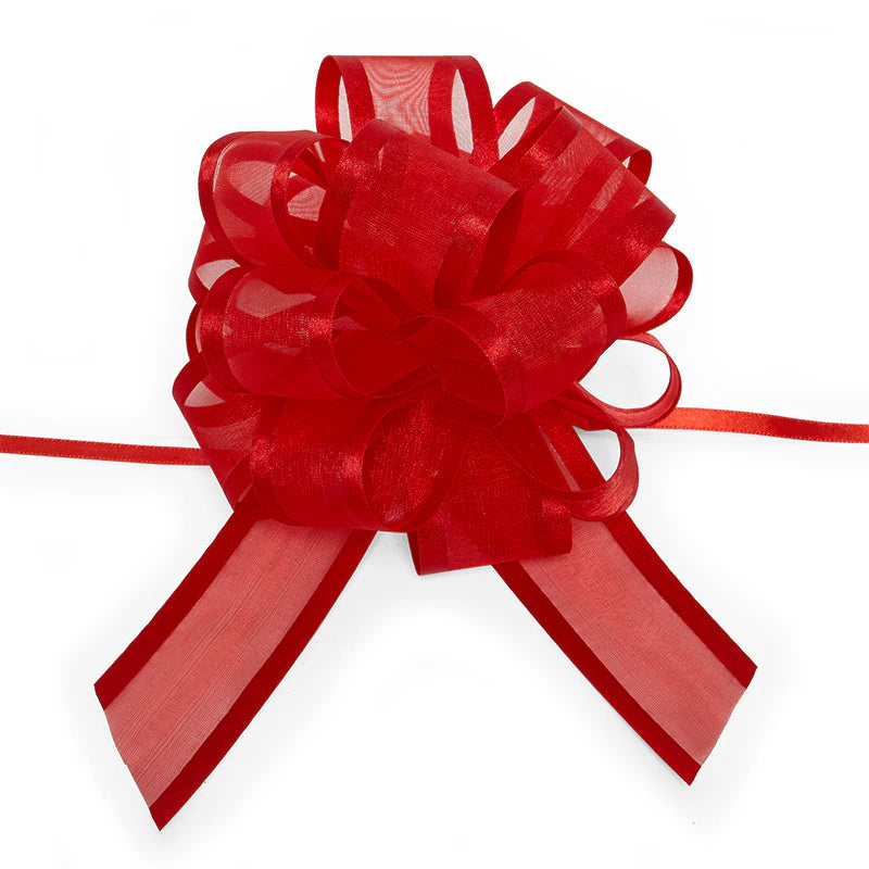 4" & 6" Arabesque Pom Pom Fabric Pull Bows (12/Pack)