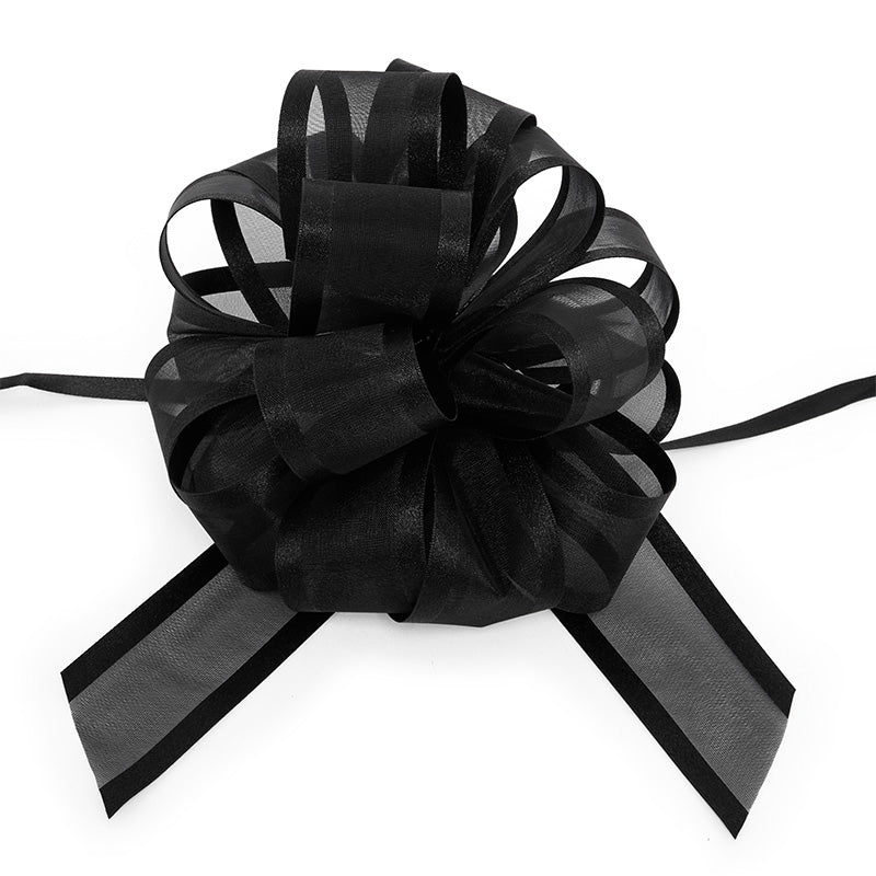 4" & 6" Arabesque Pom Pom Fabric Pull Bows (12/Pack)