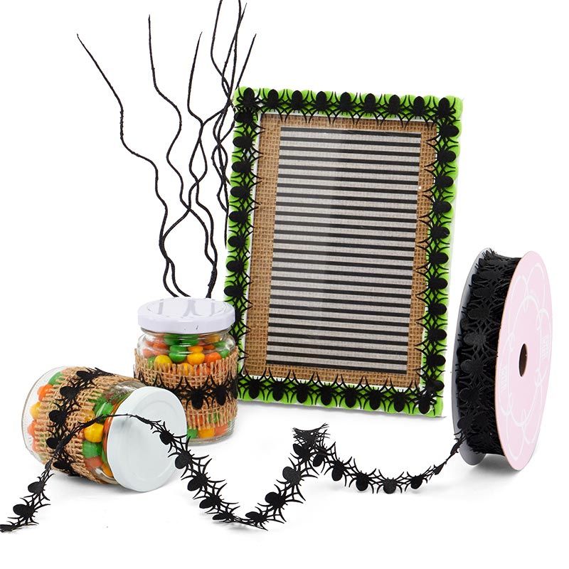 Laser Cut Black Spider Ribbon (7/8" X 25YD)