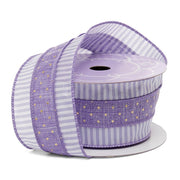 Romano Dots & Lines Wired Ribbon in Wisteria (2-1/2" X 10YD)