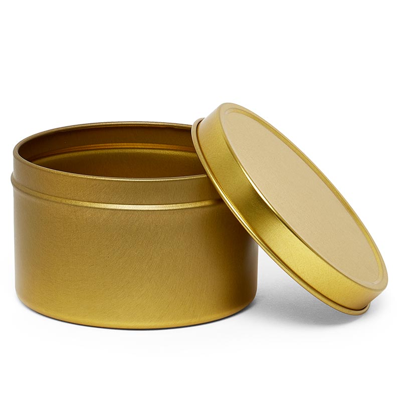 Gold Deep Round Tin Cans